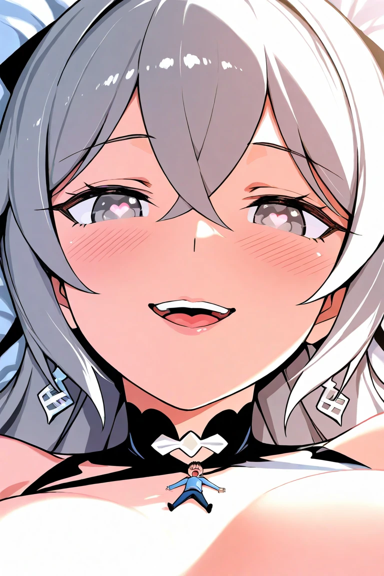 （（masterpiece：1.4, best quality））+, （Ultra-detailed）+, （close her eyes：1.5）+, （Bailongjiao：1.5）, （cute girls）, （Black long sword：1.5）, extra long hair, Braided edges on both sides, （Variza：1.2）, Pale complexion, （white cloth：1.5）, （black belt,，black trousers：1.4）, dense teeth, metal chain，safflower,Shown in，（Honey：1.1）, （Dawn light：1.2）, ）, （Close-up cleavage：1.1）, (elevation perspective:1.3), fingersmile, light blush, forehead gem, Colored inner hair, striped hair, Light blonde hair, divine light，halo，