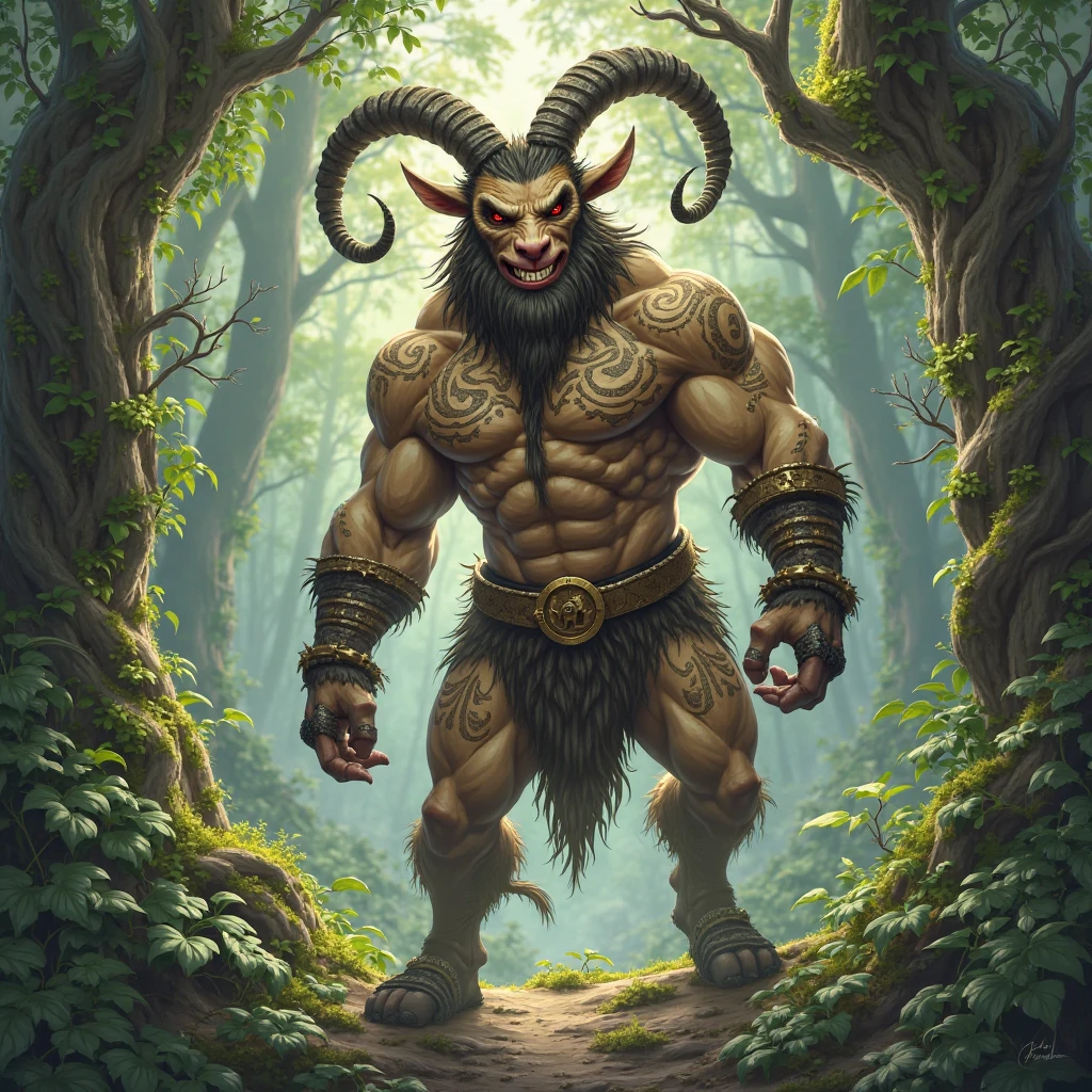 Satyr bard holding a spear 