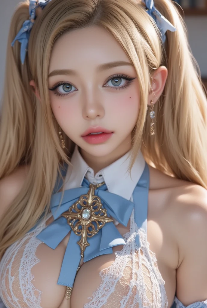 8k high quality wallpaper,Delicate droplets,A girl,Pool,cropped shoulders,Molded characteristic sense standing posture,full bodyesbian,Blurred,Cleavage is seductive,Extinction。The clothes are fitted with gold edges,Star-shaped purple pupils,Long wavy pink hair,The details were perfect,Elegant smile,Curled lips,Reflective art details