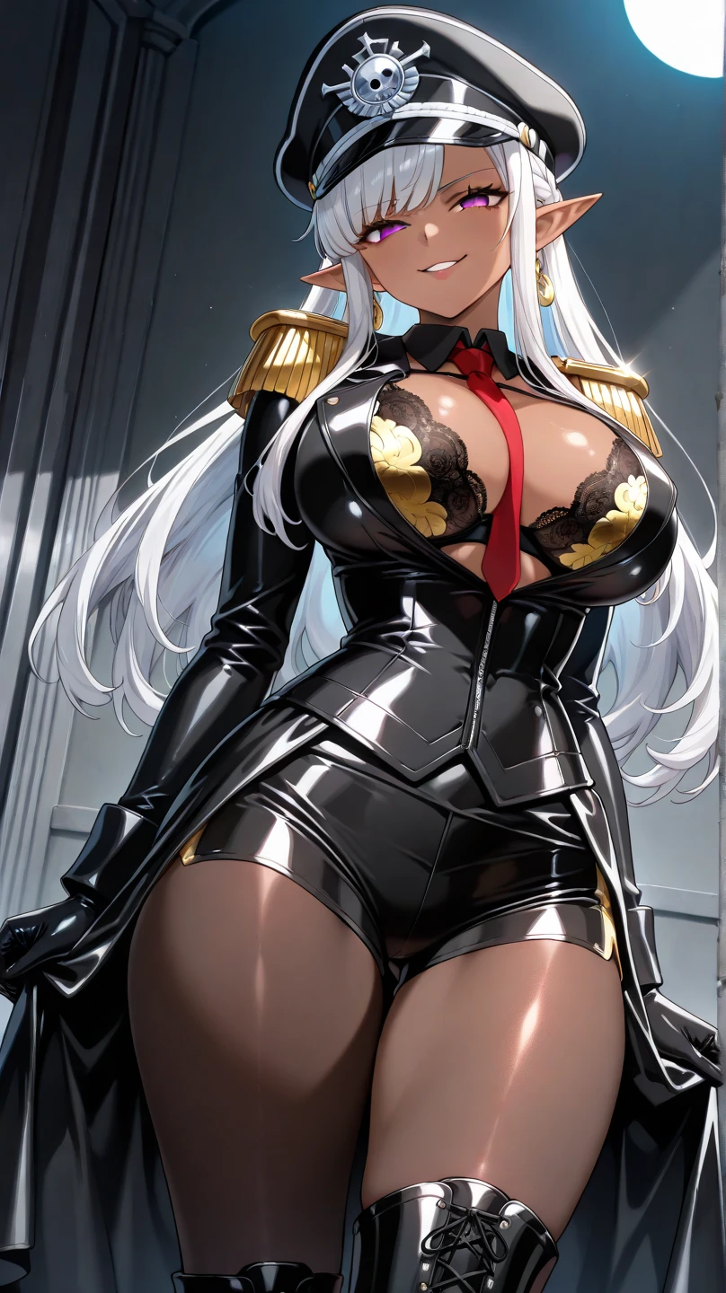 (best quality:1.5, highres, UHD, 4K, detailed lighting, shaders), brown wavy hair, gradient hair, cat ears, large breasts, large butt, big thighs, mature woman, woman stretch jersey, small skirt, white panties, white skirt, (pov), full body, white background, colorful eyeshadow, dramatic lighting, sparkling eyes, confident expression, golden earrings, flowing hair, delicate facial features, dark skin, high cheekbones, stylish clothing, urban setting, white background