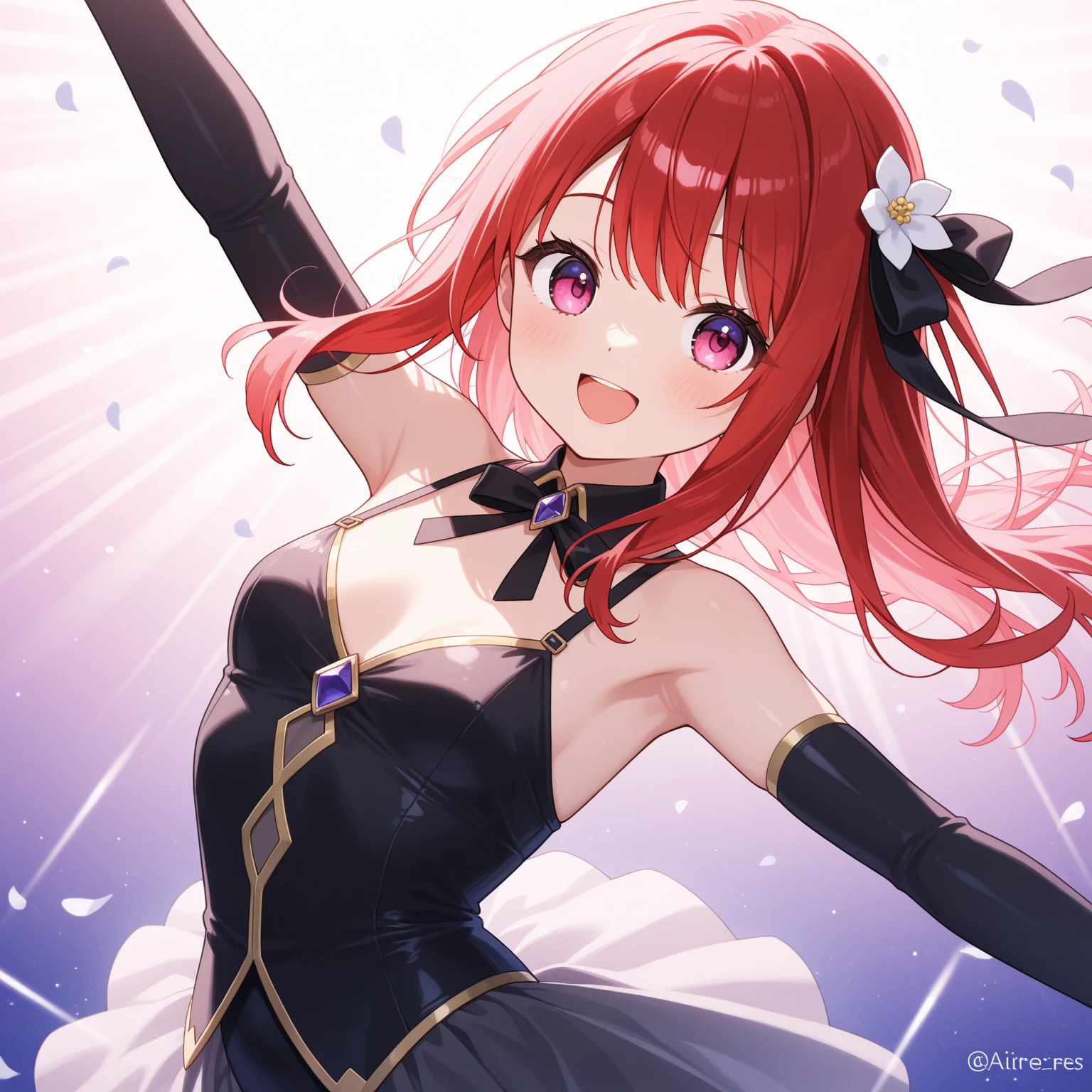 Idol,red hair,red eye, cute,hot ,anime,on in stage