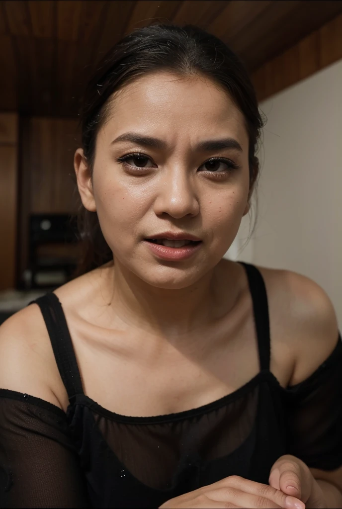 " 2woman, 35 Years Old, Indonesian , Lesbian Scene, Tank Top, big , full body, Curvy body, sharing Passionate hug and eating pussy