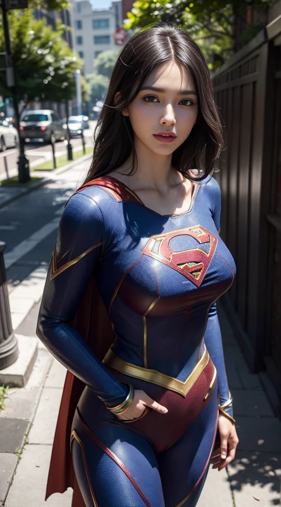 half-length,1girl,(Perfect figure,be tall and slim),solo,standing,(outdoor:1),sky,Focus on the face,Beautiful face,Detailed delicate young face,supergirl, (Super girl suit:1.5),Jumpsuit,(huge breasts,Big tits,Big breasts:1.3),thigh gap,camel toe
realistic style,vivid picture,masterpiece, (best quality:1.2),ultra-detailed,realistic,High definition,High quality,Cinematic Light,Ray tracing,ultra high res,UHD,(photorealistic:1.5),intricate details,detailed texture,finely detailed,High quality shadow