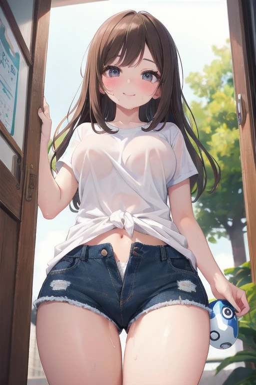 Wearing a diaper,