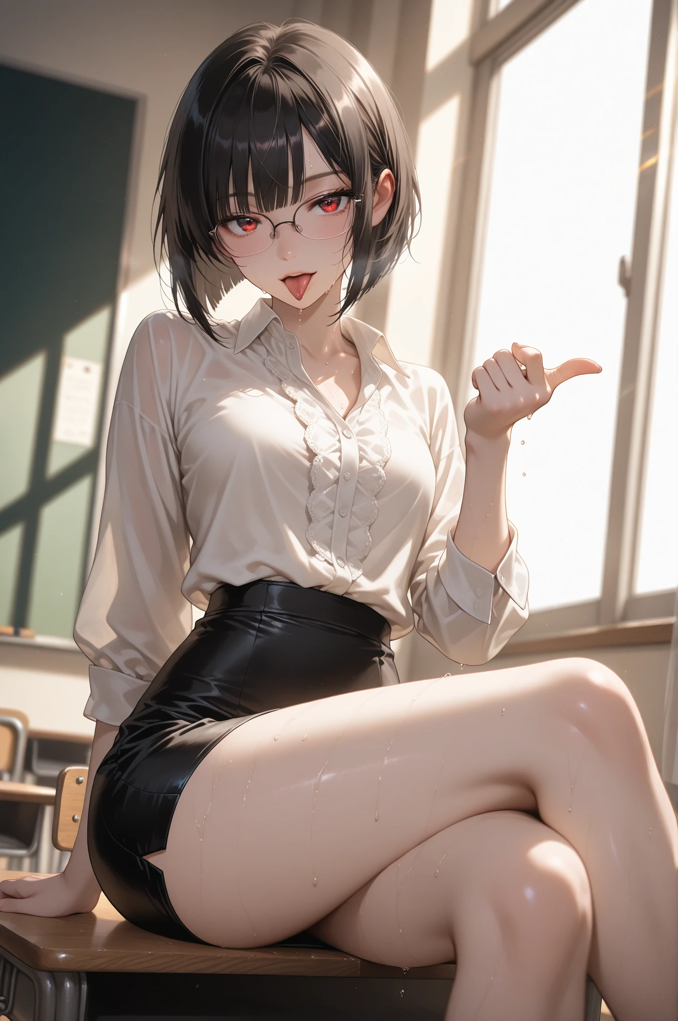 two women in a row、fullnude、a sailor suit、masutepiece、top-quality、realisitic、Hyper-detailing、(Glossy skin、be sweaty:1.4)、absurderes、Looking at the camera、Brown hair、(Pink mesh)、put on glasses、A slender、动态照明、hight resolution、foco nítido、depth of fields、A detailed eye、embarassed face、Crying、Realistic eyes、(small tits:1.6)、(thick thight:1.0)、Inside a school classroom、(school desks lined up、chalk board)、a lot of people、gargantilha、It's wet、Tears、body piercings、The tattoo、open mouth tongue out、sitting and spreading her legs、Attach a collar、(The chain is connected to the collar)、Hands tied behind your back、Releasing a white liquid from the mouth、White liquid is coming out of the 、Face back and stick your butt out、cum shots、Vibrator、Condoms used for the body、Spread by hand、have an ID card
