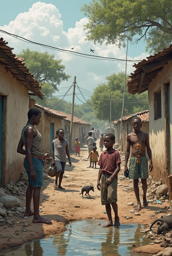 (obra prima), melhor qualidade, rosto perfeito, Olhos expressivos, (Estilo Modelshoot), Children playing in a favela,Ultra realista, 8k UHD, DSLR, Dramatic Rim light, alta qualidade, Fujifilm XT3