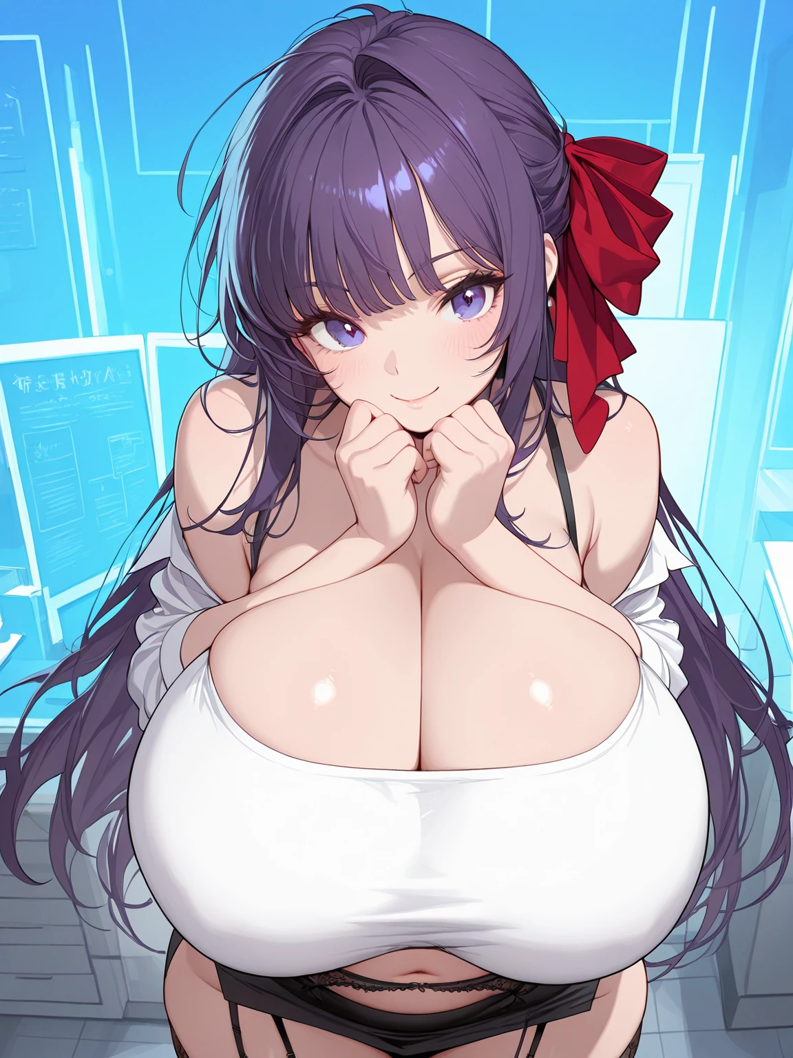 Infirmary, 窗帘, 1girll, nurses, white dresses, tmasterpiece, Best quality at best, tmasterpiece, (Extremely refined and beautiful:1.2), a blurred background looking at the viewer, 1girll, 独奏, Fahi girl, Redlip, Blushlush, BDSM, tightsuit, Big breasts corset, shibari, handcuff, collars, (pegging: 1.6), Outside the chest, Bind your hands, Hands behind your back, discreet, leaning-forward, high detal, huge tit,Blush,