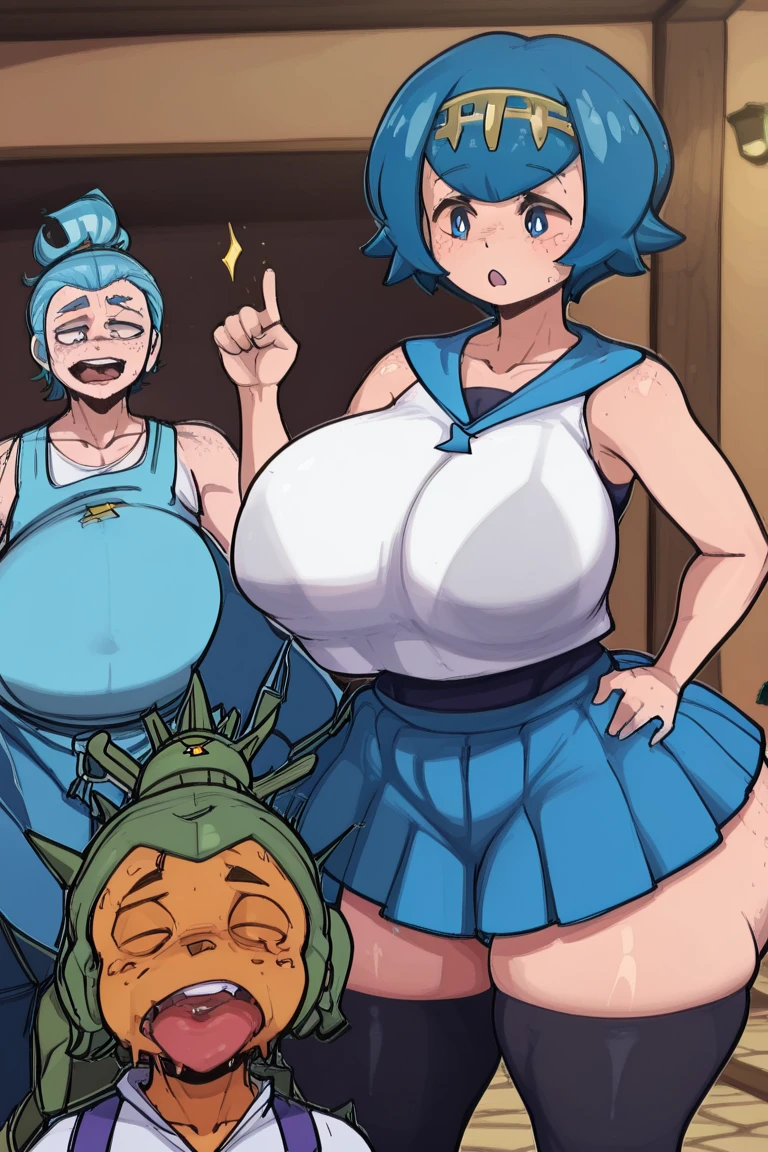score_9, score_8_up, score_7_up, score_6_up, score_5_up, score_4_up, (source_anime), 3girls, Kono Subarashii Sekai ni Shukufuku o!, konosuba, (megumin, short hair, ??? , small breasts, puffy nipples), (aqua, long hair, big breasts), yuri, age difference, giant size difference, far, full body, breasts sucking, breast milk, in public, (darkness, massive breasts,Hot,)  