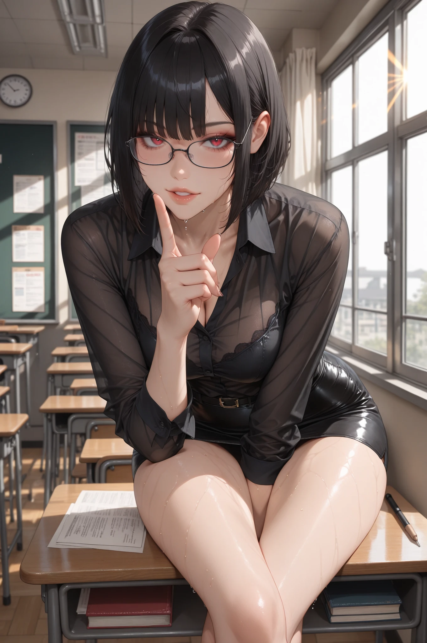 (masterpiece:1.2、Highest quality)、(Real、Realistic:1.4)、Beautiful illustrations、(Natural Side Lighting、Cinema lighting)、school bag、Expression of madness、Depth of writing boundary、Watching the viewer、Front view、2 girls、Asian、Twin tails((Bob Hair))、Perfect Face、Cute symmetrical face、Glowing Skin、Asymmetrical bangs、Big eyes、Droopy eyes、Long eyelashes、thin、Beautiful Hair、Beautiful Face、Fine and beautiful eyes、Beautiful clavicle、Beautiful body、Beautiful breasts、Beautiful thighs、Beautiful legs、Beautiful fingers、((uniform))、(膣Sex:1.5)、(Beautiful Landscape)、evening、Droopy eyes、(Vaginal ejaculation:1.5)、Sex、erotic、Vaginal 、Heterosexual、mole、目の下のmole、(smile、upperclassman、Open your mouth)(Masterpiece、high resolution)、(Multiple Girls)、Elementary school girl、8-year-old、Flat Chest、Black Hair、Glasses、short hair、Red Eyes、White sticky、Embarrassed look（1 person）Exposed nipples、 紺色の透けているスクール水着 School classroom Standing姿 ダイナミックアングル黒ギャル(Dark Skin:1.2)、(correction:1.1)、（short、small、small：1.2）、Cowgirl、Crouch、Leg spread、（Spread your legs、Open legs、Knee Raising：1.3）、between legs、perineum、Super detailed、Bright colors、Very beautiful detailed anime faces and eyes、It looks straight、;D、Shiny skin、(8K、RAW Photos、Highest quality、masterpiece:1.2)、(非常に詳細な8K壁紙)、shape、Professional Lighting、Sharp focus、Written boundary depth、Crouch、Leg spread、、blazer、between legsズームカメラ、Ass Focus/Hip Focus、Information from below、、black tights。Ass Focus、Standing、blush、Embarrassing、Low - Angle、女の子1 person、Ass Focus/Hip Focus、Information from below、破れた女子高生の極限Low - Angleのお尻を真下から。}}}} #A peek under the skirt。#School classroom。a pregirl，Pull up the skirt，The reveal、panties stick insertion、to be tied up、Spread your legs、saliva、Urine、Exposed nipples、Bedroom、