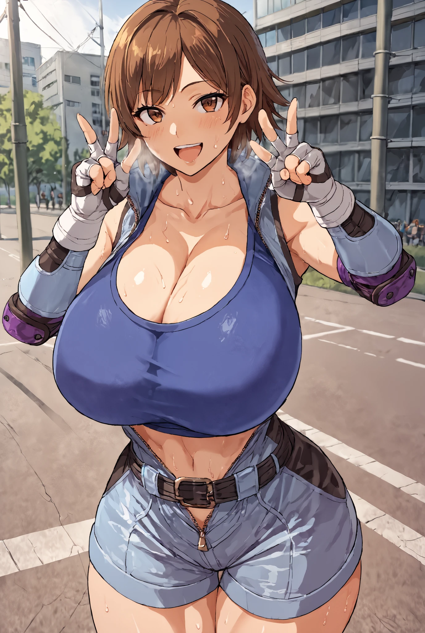 The breasts are very large.,cute smile,Broken Heart Cutout