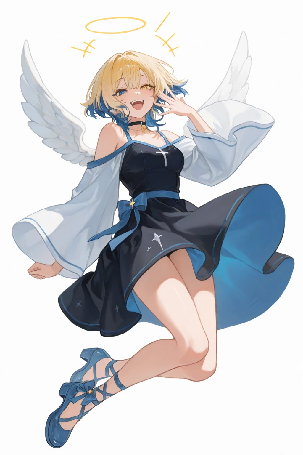 <lora:ray-k-style:0.6> 1girl, angel, corset, shorts,halo, wings,<lora:add_detail:1.3>
