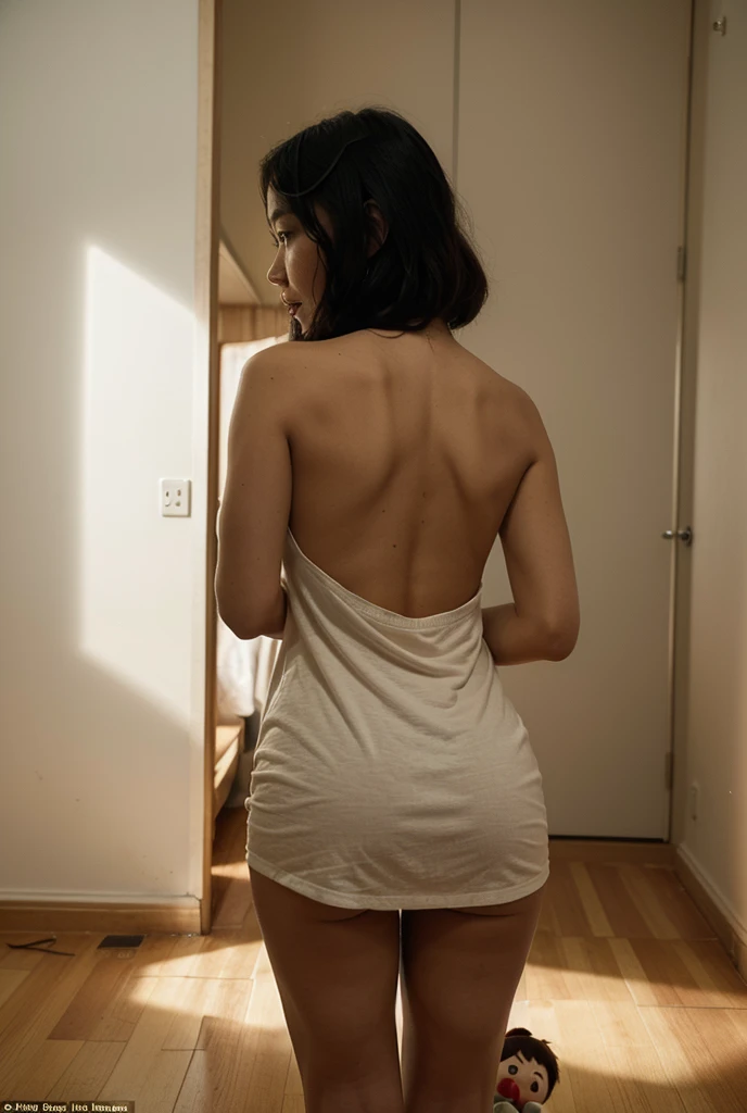 A woman completely undressed and facing her ass