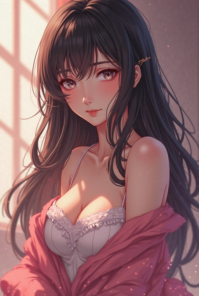 anime, woman with black curly hair