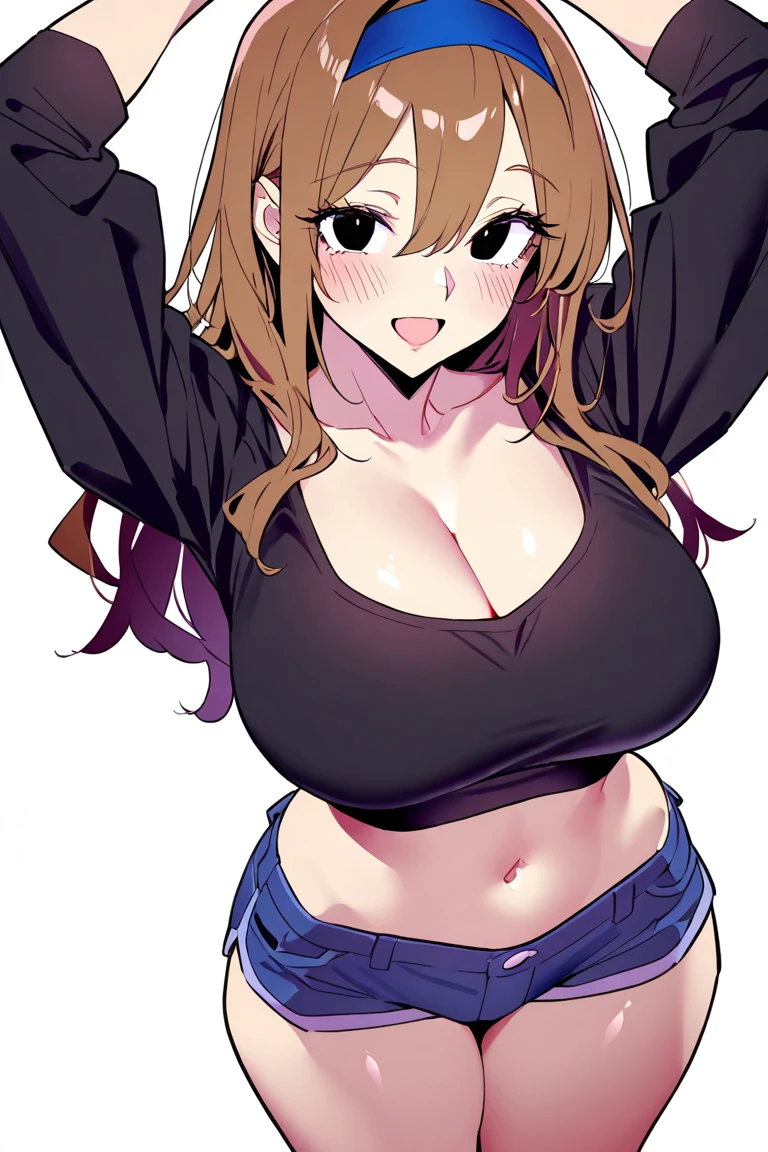 big lips, Brown hair, pink eyes, japanese face, improve, improve grin, two sides up, huge breasts, Wide hips, sexy, detailed, pink room, Hits, (evil smile1.4), kawaii, pleated skirt,Hallowe&#39;en, GOOD, witch costume, witch skirt, witch shirt, witch choker, witch skirt, witch shirt,navel piercing, Hallowe&#39;en, Witch hat 