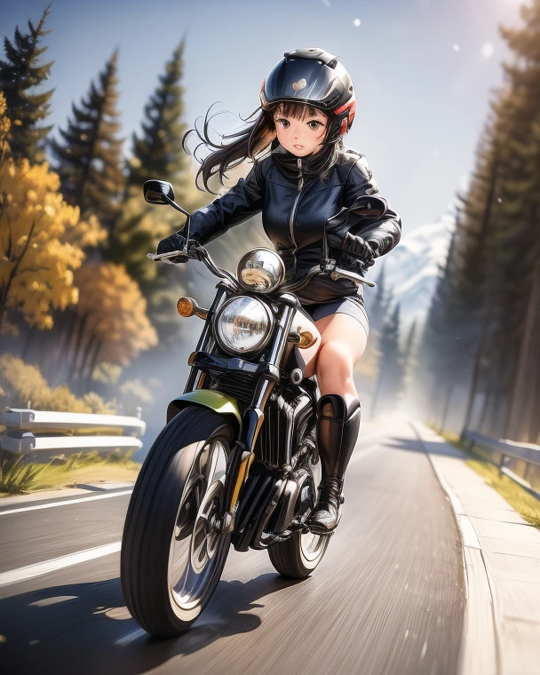 little girl read read a motorcycle in jungle, happy, artwork in the style of guweiz, childrens art in artstation, epic fantasy art style, fantasy character art, fantasy concept, character painting, character art, guweiz masterpiece, epic fantasy style art, adorable digital painting --auto --s2