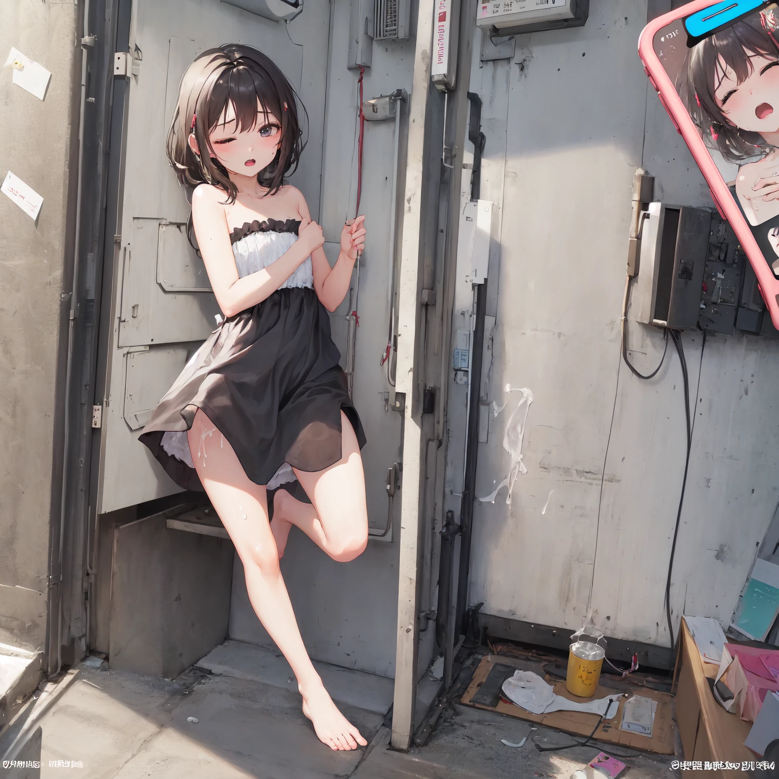 Woman sitting on the floor with knife and cell phone, pretty face with arms and legs, anna nikonova aka newmilky, holding a pudica pose, alina ivanchenko, belle delphine, thighhighs and skirt, Valentina Shuffle, Dua Lipa, viktoria gavrilenko, Charlie S, Swallow Torun, Kelly Mandel