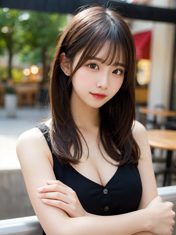 ((Full body)), ((masterpiece)), ((8K)), (((Beautiful high school student)))), (Landmine-type clothing:1.3), (Smooth, straight, long black hair), Smiling face, With bangs, Dark Eyes, Long eyelashes, High nose, Perfect beautiful figure, Soft skin, Beautiful clavicle, Prone, Blackheads on the corners of the eyes, Big Boobs