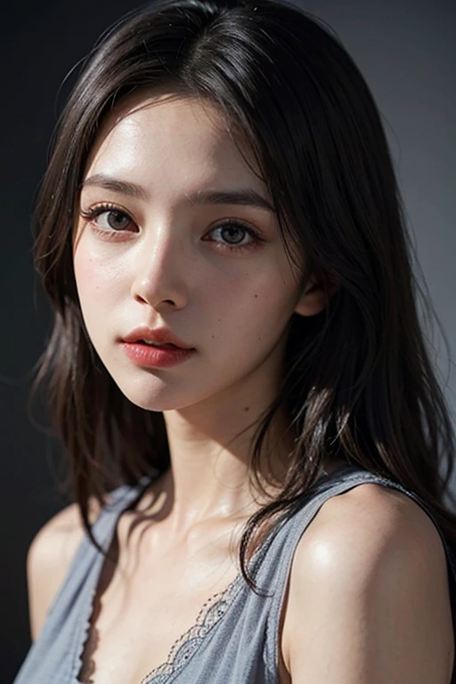 (8k, RAW photo, best quality, masterpiece:1.2), yjnn, 3d, , , grey_background, looking_at_viewer, thor, face portrait, realistic, shirt,Shiny skin, beautiful delicate face, beautiful delicate eyes ,(realistic, photo realistic:1), bokeh , volumetric light, HDR, bloom