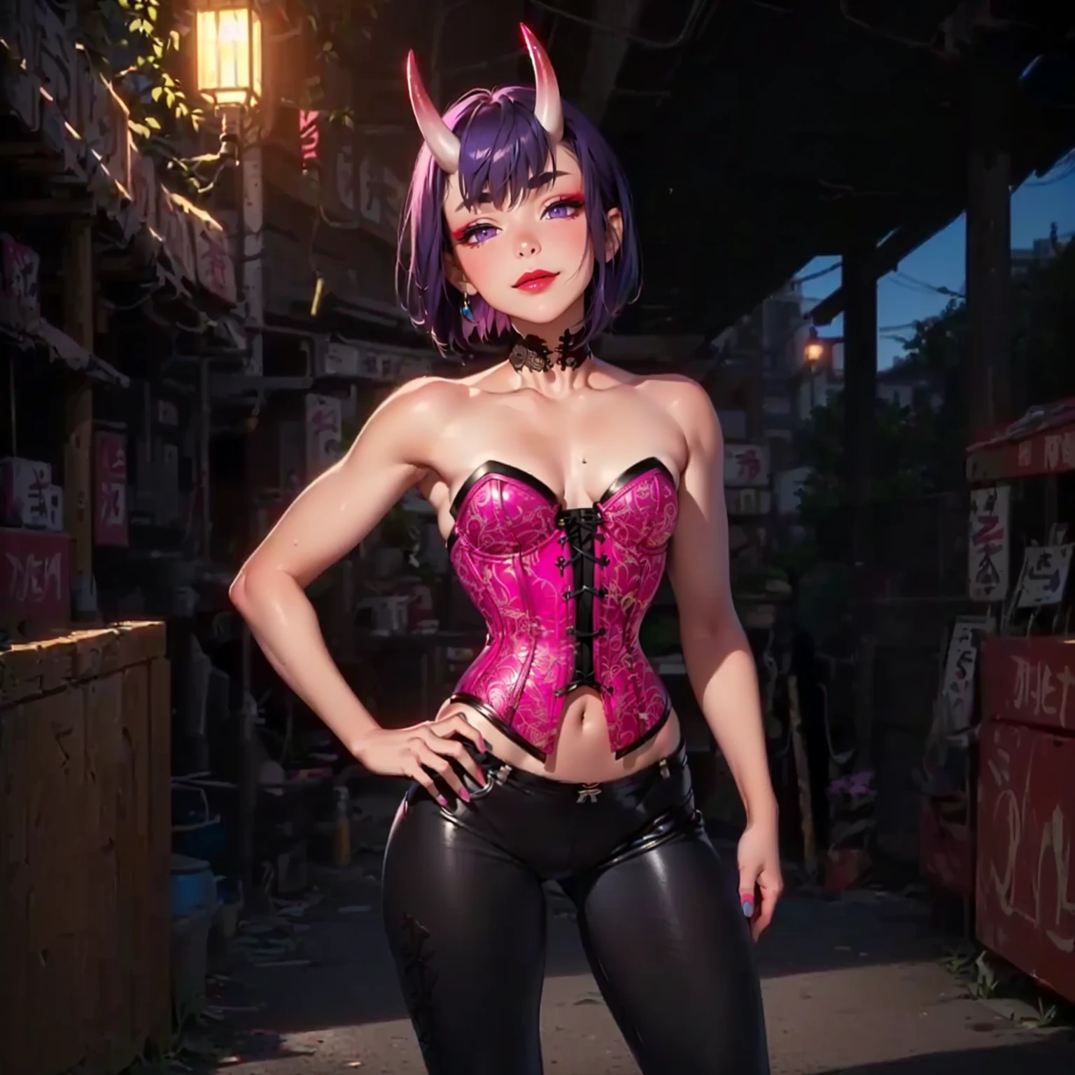 Beautiful girl,Korea, sitting among red light neon, futuristic,
18 years old,Short hair, shoulder length,black hair, medium breasts,wet, sweat, camel toe, red lips ,Wear glasses,
White underwear, sexy pose,
red eyes, cyberpunk world, Squat and spread your legs. Sexy lady, naked girl,
Two horns and a red demon tail, succubus, slim,