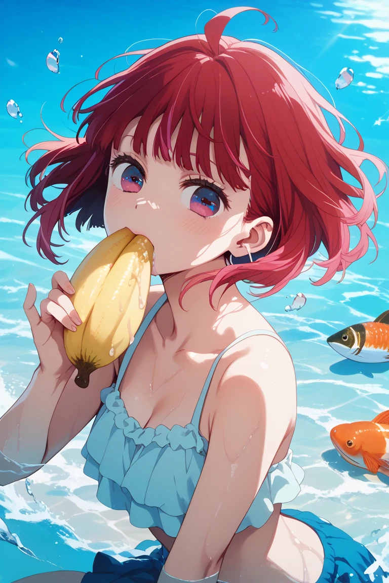 (The ultimate masterpiece), (Ultra HD), (Ultra-fine), High resolution, Ultimate beauty, High chroma, vivid,Girl,(pretty girl), Thighs, Embarrassed, Red hair,ショートBob，(Bob),Red Eyes ,Small breasts, Cute room，Leg spread,Belly button,Looking up angle