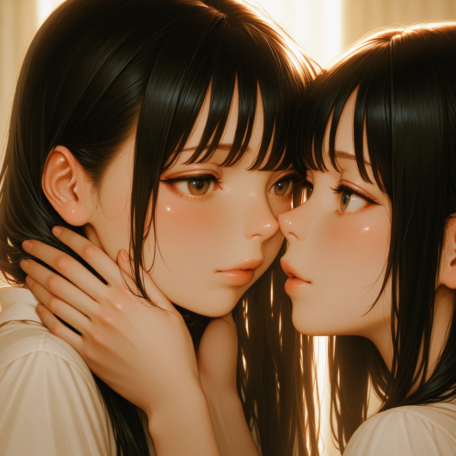 Two girls kissing