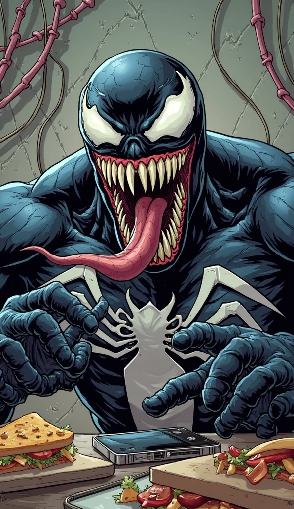 score_9, score_8_up, score_7_up, <lora:Coringa92-Pony:1>, <lora:Venom_Assimilation:0.8>, Coringa92, pale skin, venom_assimilation, transformation, dehumanization, appendage, razor-sharp teeth, black slime (substance), screaming. torn clothes