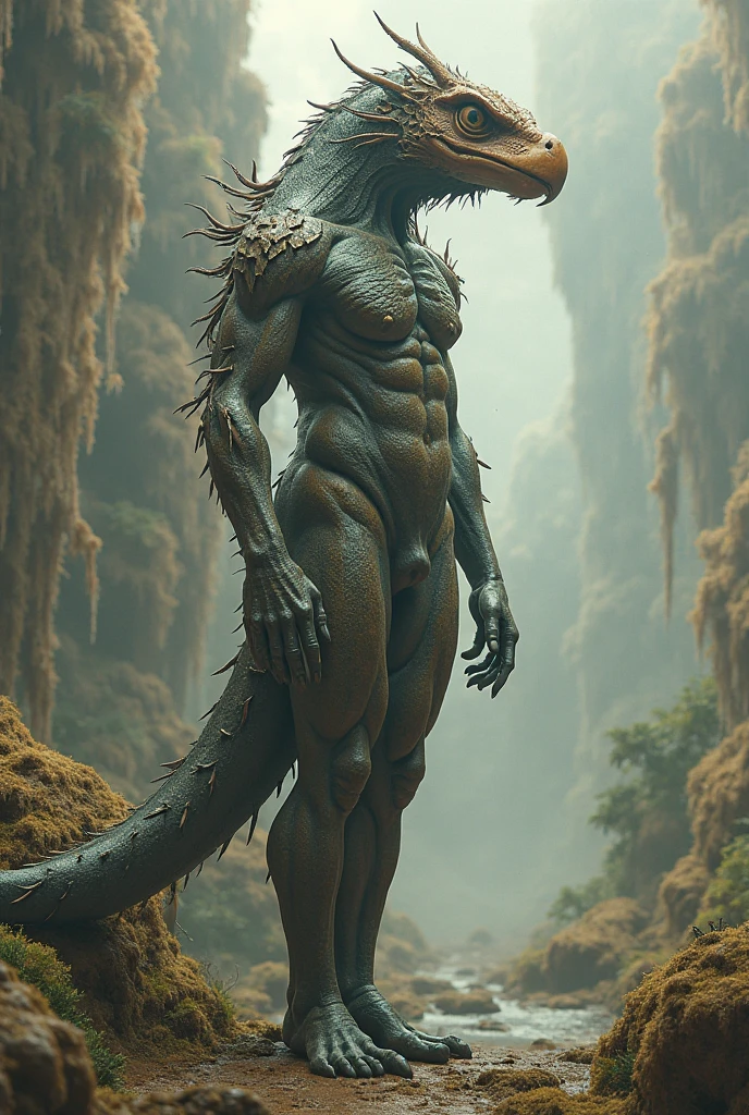 a white anthropomorphic dragon, big pennis, walking on a dirt road, incredibly detailed, very realistic, 8k, photorealistic, hyper detailed, Masterpiece, intricate details, volumetric lighting, dramatic shadows, cinematographic, epic fantasy scene, dramatic lighting, bright Eyes, scales, claws, Skinny body,naked with a big penis, dirt road, lush foliage, Sun rays, depth of field