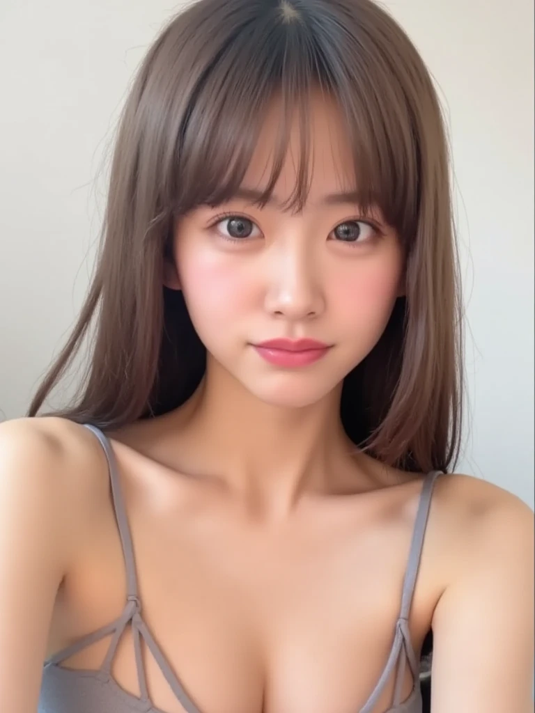 Raw photo、(((ultimate beauty portrait)))、1 girl、Japanese 17 year old beautiful girl、big smile、((brown hair))、((Big eyes that shine like jewels))、my room、Glossy and glossy skin、(medium long hair)、(Sitting in a gaming chair)、eyeliner、beautiful bangs、hair between eyes、((masterpiece、最high quality、super detailed、intricate details、High resolution、very detailed))、detailed background、8KUHD、high quality、electric lighting light、(Photographed from the front in a natural posture:1.5)、hanging eye makeup、(((small tits)))、(((Bust A cup)))、(((Clothes)))、a live streamer、live streaming now、She produces her own webcast now、Screen displayed on mobile phone、(late night)、relaxed hoodie、navy blue hoodie、talking into mobile phone