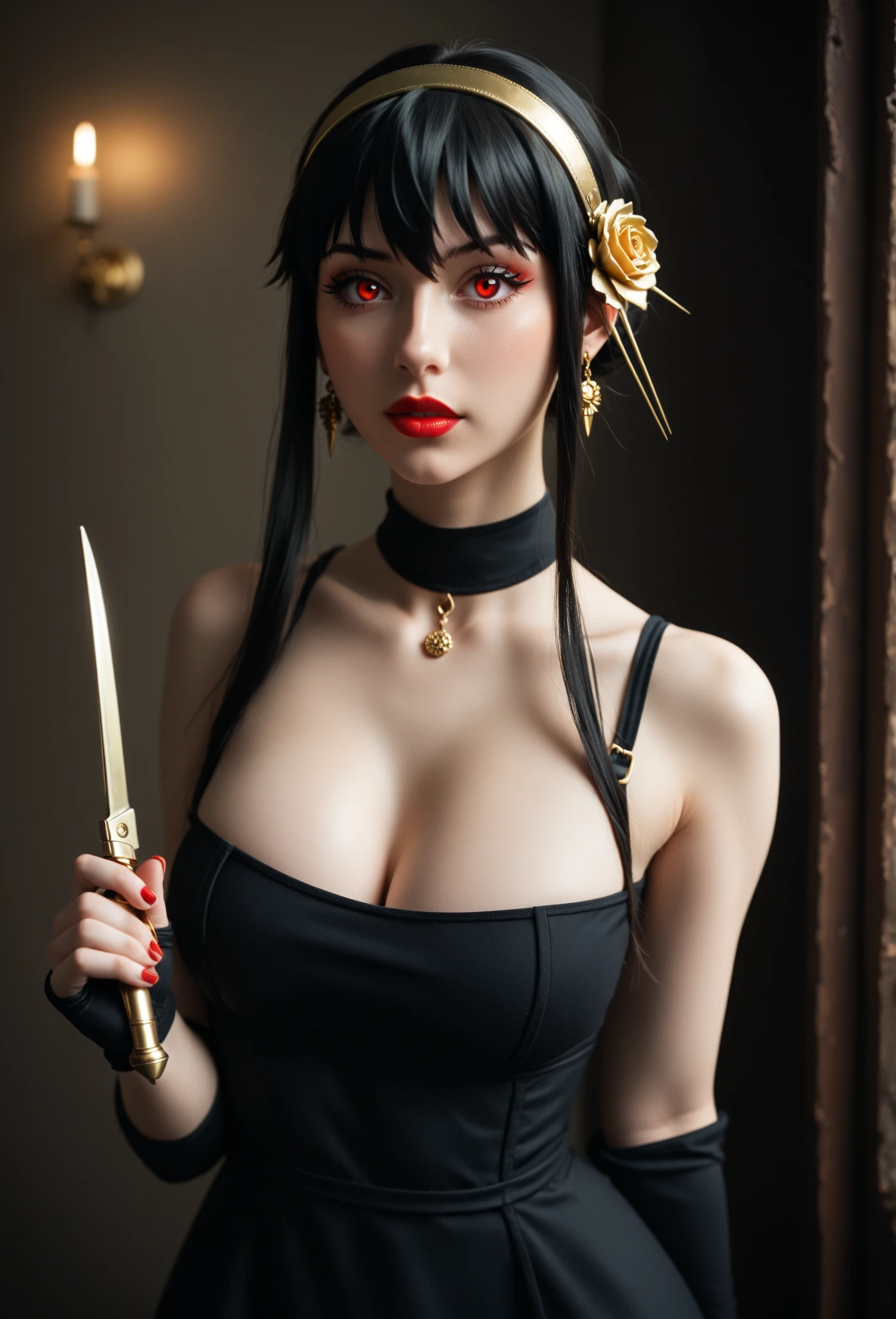 Anime girl with black hair and red eyes in a black dress, black - haired mage, :14 80s anime style, the goddess hera looking angry, the goddess artemis smirking, evil sorcerer, anime style character, portrait knights of zodiac girl, Portrait of Tifa Lockhart, supervillain sorceress witch, anime in fantasy style