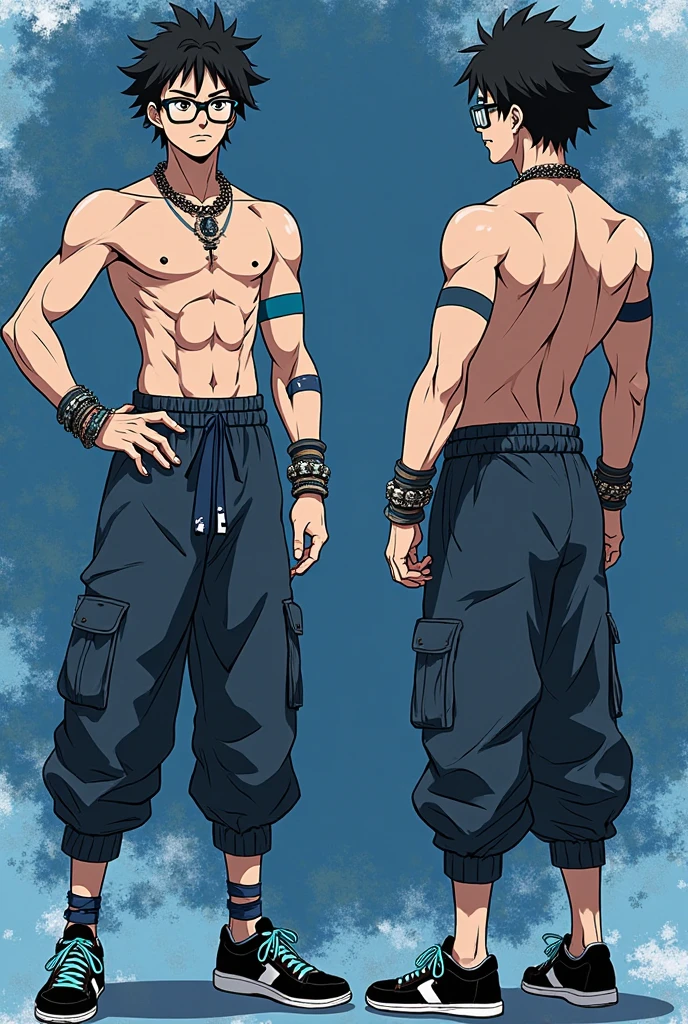 1boy, single, asian boy, in GRANBLUE FANTASY muscle style and Yusuke Murata, reference sheet, character design, front angle, side angle, rear angle, dynamic poses, tall male, muscle tall male, (masterpiece:1.2), (best quality:1.3), ice fantasy outfit, muscle body, athletic muscle body. (Colorful eyes), (long hair), (long bangs), (colorfull hair), (pale skin), (reference sheet:1.5)