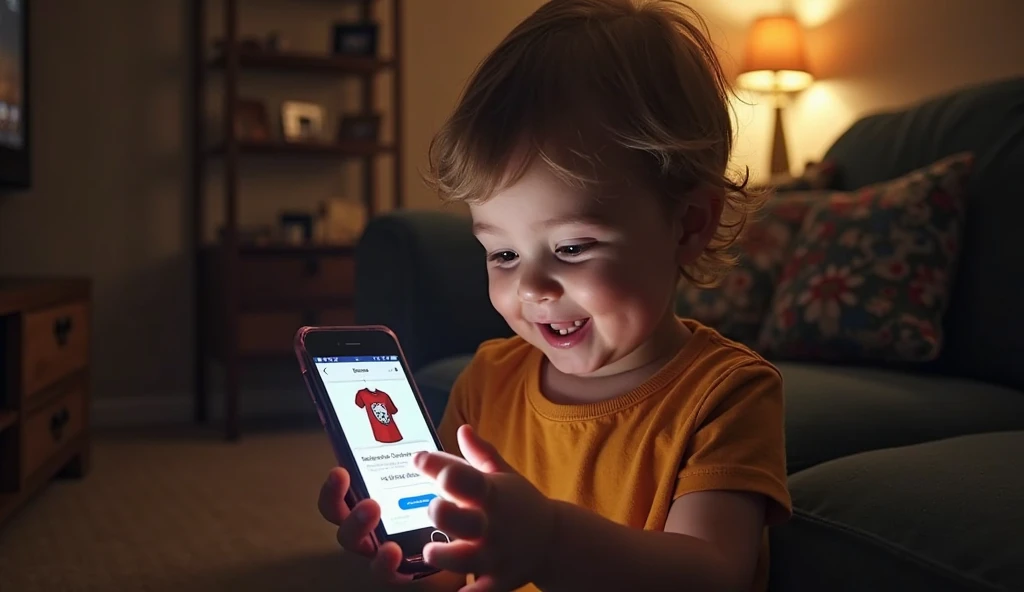 Diligent boy playing mobile game