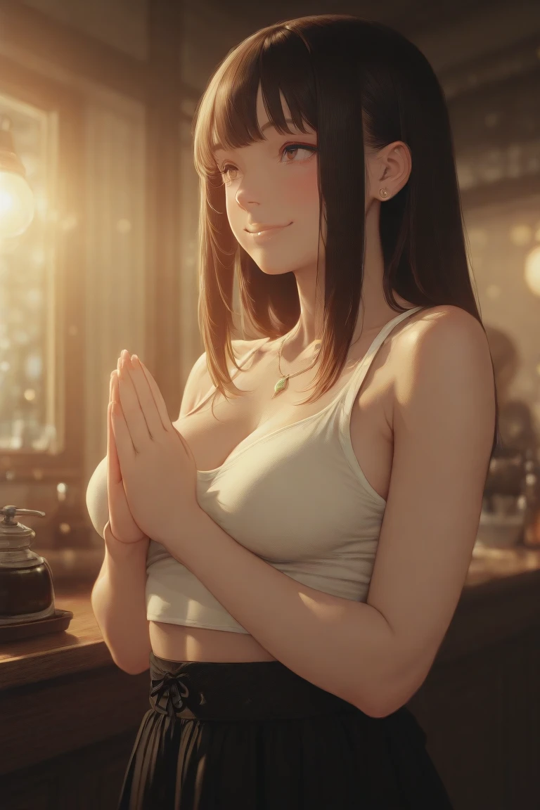 Young woman worshipping God