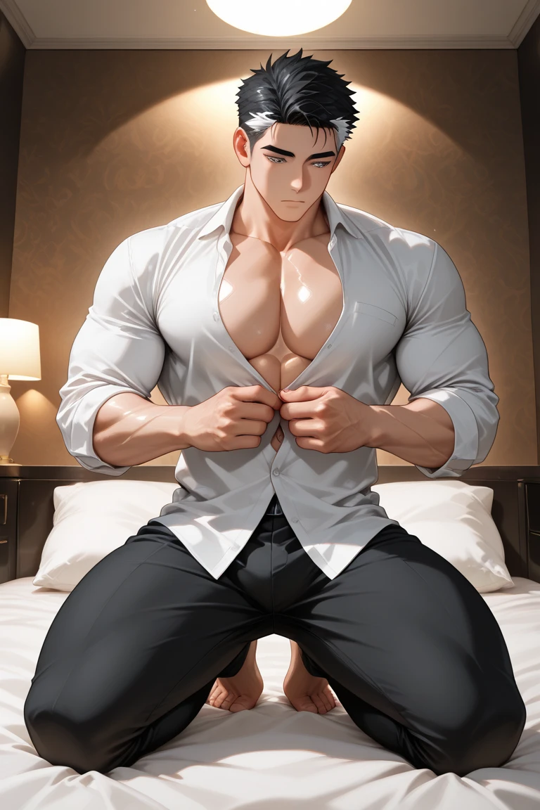 30 years old,daddy,"black shiny suit",leather trousers ,Dad lie down on the bed, k hd,in the office,"big muscle", gay ,black hair,asia face,masculine,strong man,the boss is,handsome,,leather gloves,lecherous dad,look straight ahead,dad is handsome,dad is handsome ,dad is "horny dad"