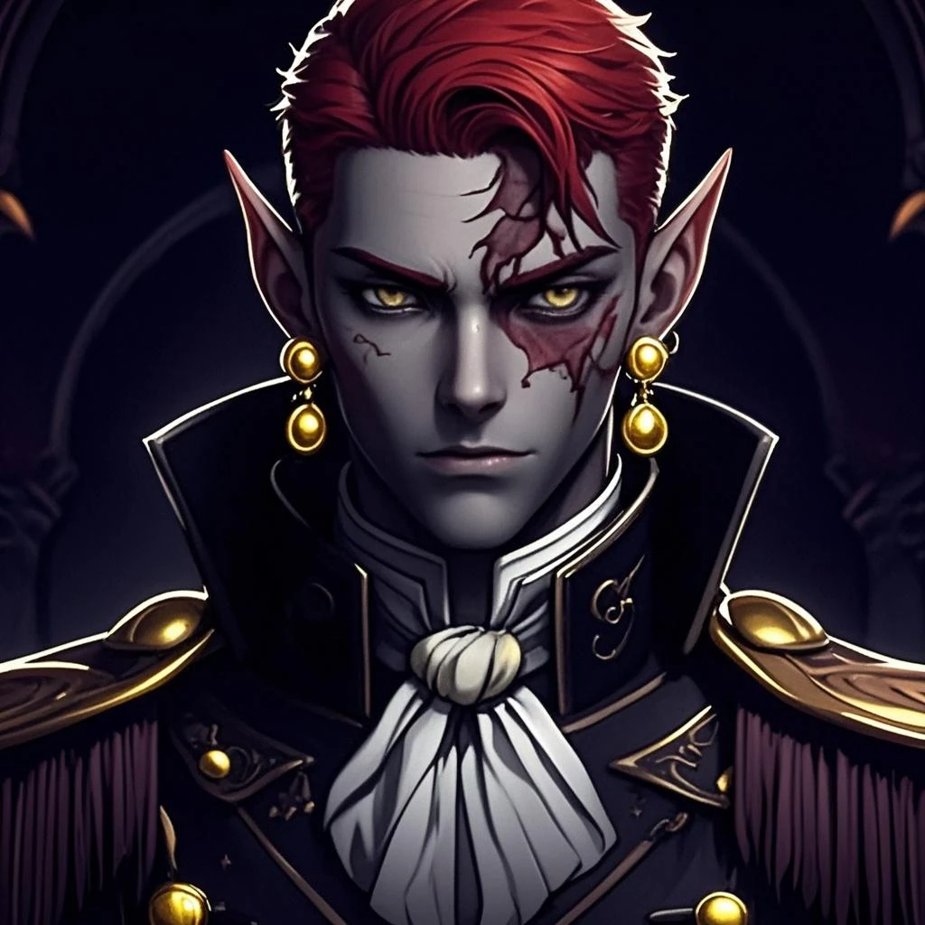 Vampire、Nobleman&#39;s Mansion、Super luxury room、Elegant furnishings、Starry Sky、Late Night、Glowing red eyes、Vampireの牙が見える、Full Color、Big Breasts、Black suit、Red Cape