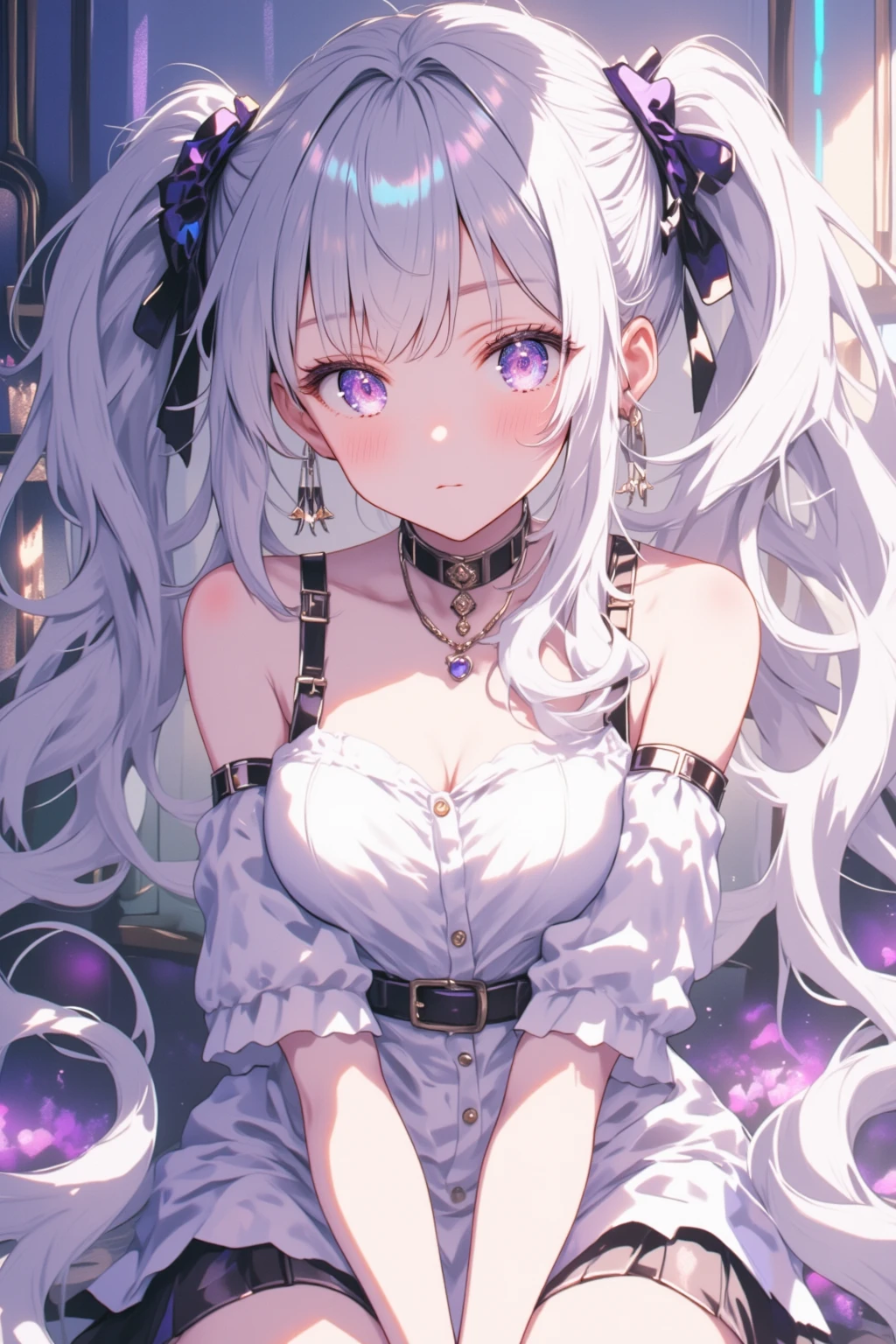 ,beautiful flower々）,mole under eye, heart shaped choker, (masterpiece, highest quality), official art, beautiful and aesthetic: 1.2), (1 girl), very detailed, (geometry art: 1.3), colorful