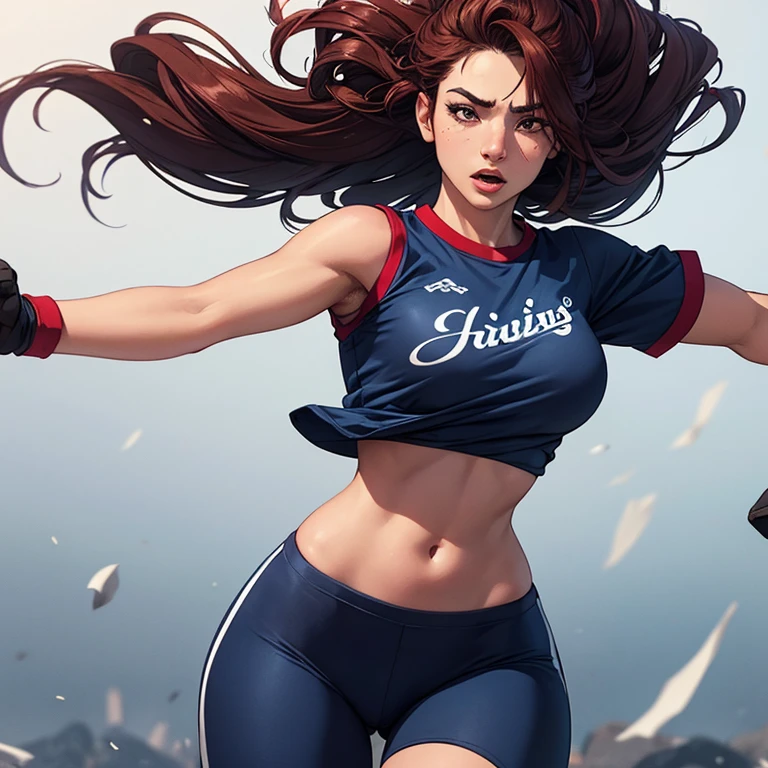 ne caricature d&#39;une femme avec des cheveux rouges et une tenue de karate,Kim Possible, illustration dessinée, dans le style dessin animé, personnage d’animation, Personnage de dessin animé,  bande dessinée, Mary Jane, taille, inspiré par Daphne McClure, dessin animé, Photo de Slim Girl, Le personnage est dans sa pose de combat, inspiré par Daphne Allen, Aubrey Powell, Anya de la famille Spy X,