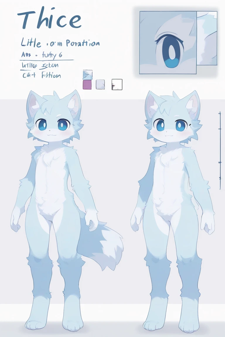 a full body, Anthropomorphic blue fox girl, fox face, cute faced, shiny fur, big fluffy neck, ,nsfw,reference sheet
