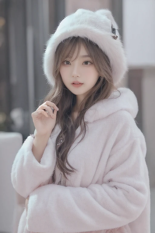 The daughter,squatting and sitting,Bare legged,(Focus on the thighs),((external,Actual heavy snowfall,cloaks,blanketed in a mantle of snow,(Lolita costume), Horizontal viewing angle)), fission, Brandon Flake, (8K, ........primitive, professional, Best quality, tmasterpiece: 1,2), (Endless realism), ultra - detailed, (35mm portrait wide angle), (Skin with the highest level of detail: 1,2), (The highest level of detail on the dial:1.2), 电影灯光, (ventania), natta, warm white light, looking at the camera in, naughty pose,Old European-style castle,