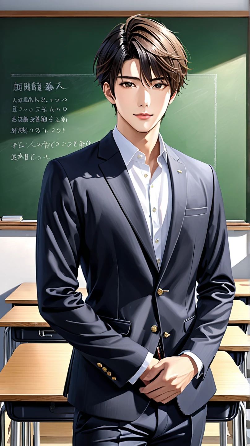 school boy in school uniform in classroom (sparks:0.7)