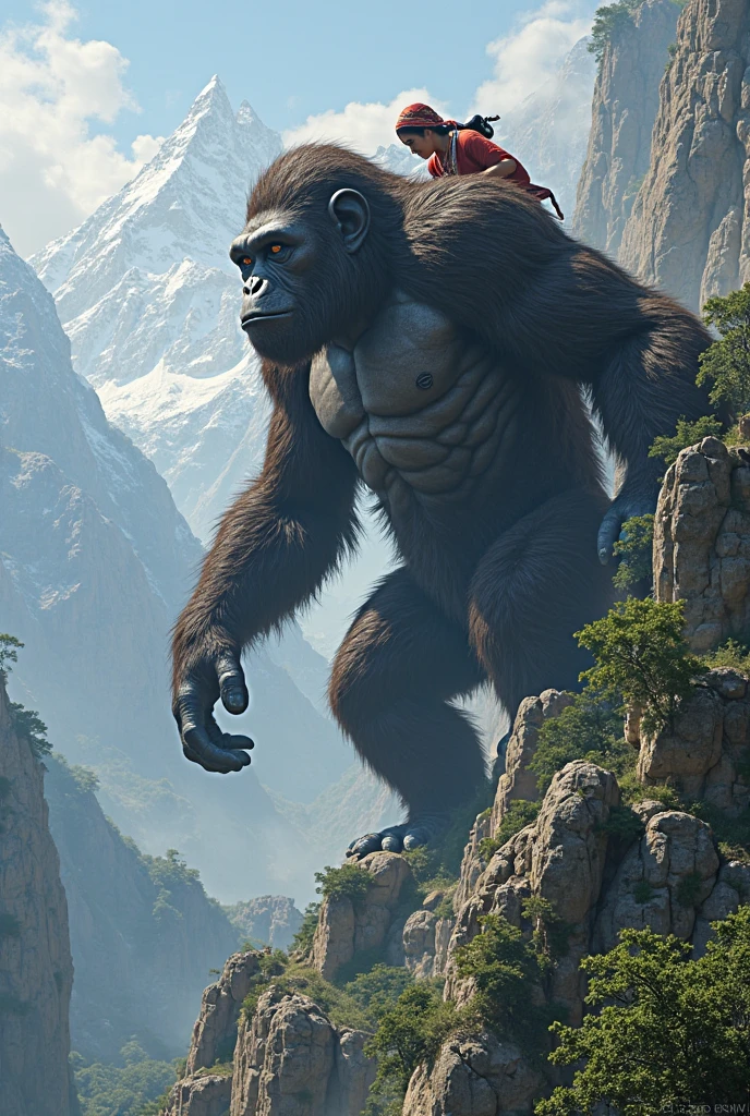 A 25 meter monkey with a log of wood