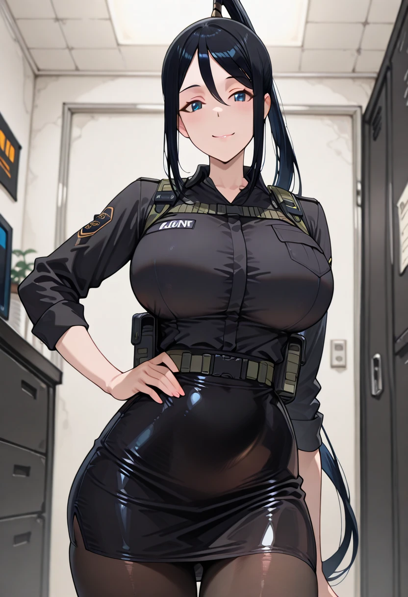 Masterpiece, highres, high Quality, detailed face, detailed body render, 1girl, solo, hyuuga hinata, hinata-sleeveless-outfit, large breasts, big breast, sleeveless shirt, fishnet top, dark lips, unzipped jacket, no bra, breasts out, nipple, standing, blushes, (on bedroom)