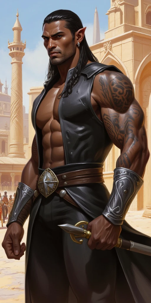 (((Single character image.))) (((1boy))) (((Dressed in medieval fantasy attire.)))  (((Generate a darkly handsome male character for a fantasy setting.))) (((Appears to be 20 years old with youthful looks.))) (((Dark and sinister background at night.))) (((Very dark skin tone.))) (((Alpha male))) (((Solo character image.))) (((Attractive and handsome african american male.))) (((Dressed in medieval tropical attire.))) (((Intense, sexy stare.))) (((Beautiful long sexy hair in dreadlocks.))) (((African AMerican.))) (((African American skin tone.))) (((Dark skin tone.))) (((Strong elements of tropical fantasy setting.))) (((Hides a large cock behind his tight pants.))) Looks like a dashing and heroic male adventurer for Dungeons & Dragons. Looks like a very attractive male adventurer for a high fantasy setting. Looks handsome, sexy and appealing. Looks like a handsome and rugged male adventurer for Dungeons & Dragons. Looks like a handsome male for a medieval fantasy setting. Looks like a Dungeons & Dragons adventurer, very cool and masculine hair style, black clothing, handsome, charming smile, adventurer, athletic build, excellent physique, confident, gorgeous face, gorgeous body, detailed and intricate, fantasy setting,fantasy art, dungeons & dragons, fantasy adventurer, fantasy NPC, attractive male in his mid 20's, ultra detailed, epic masterpiece, ultra detailed, intricate details, digital art, unreal engine, 8k, ultra HD, centered image award winning, fantasy art concept, digital art, centered image, flirty, best quality:1.0,hyperealistic:1.0,photorealistic:1.0,madly detailed CG unity 8k wallpaper:1.0,masterpiece:1.3,madly detailed photo:1.2, hyper-realistic lifelike texture:1.4, picture-perfect:1.0,8k, HQ,best quality:1.0,