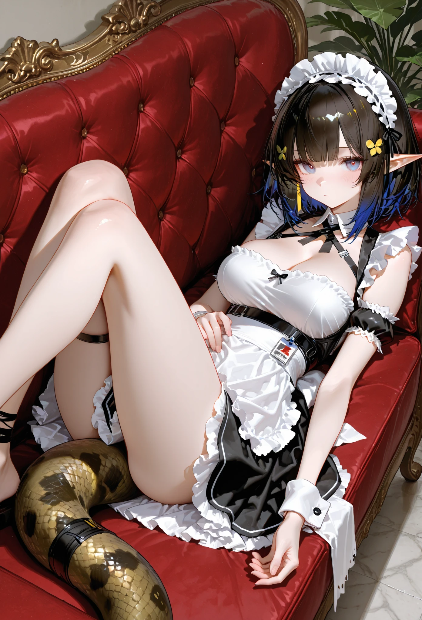 Maid clothes Dark Elf Alluring thighs Knee-high socks Large Breasts