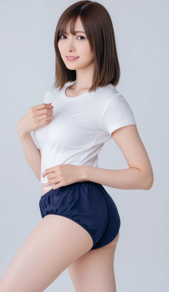 (((Are standing、Looking up from below:1.82、Composition above the knees)))、((Highest quality, 8K, masterpiece: 1.3)), sharp: 1.2, Perfect Body Beauty: 1.4, Slim Abs: 1.2, ((nude、Small breasts: 1.2)), (((Sheer short tank top:1.3,))), Short shorts:1.2, Bare shoulders, (((Underbust: 1.2))), Face close-up: 1.0, Highly detailed face and skin texture, Beautiful Eyes, double eyelid,