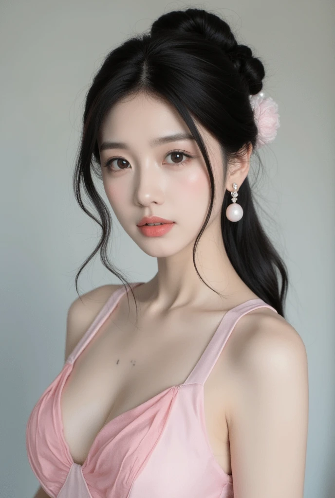 beautiful,Around forty years old,Upper Body,OL,Korean makeup
