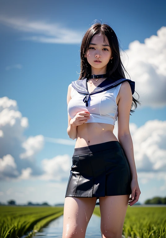 (8k,RAW photo,highest quality),detailed background,detailed face,beautiful and smooth skin,skin texture,professional lighting,an 16 year old cute:1.2 chinese model,
outdoors, full body,
(huge breasts:1.1),sexy uniform,Pleated mini skirt with tartan plaid pattern,side pony,ponytail,cute hairstyle,high socks,high socks, school trip,sexual expression,Antarctica,ross ice shelf,Dome Fuji Base,McMurdo Base,You can also take photos with famous landmarks and symbols of your travel destination.,underboob,panty shot,