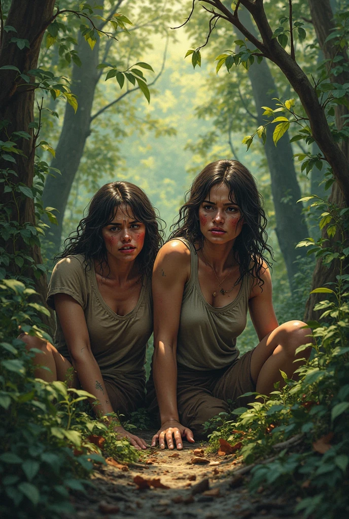 (masterpiece, high detail, high resolution, art style by Greg Rutkowski, depth of field, vibrant colours, complex scene, dynamic poses), (one man and one woman), a ((fully naked)) couple having sex in a forest clearing on a sunny day, laying down on grass, alone in a ((sunny forest)), (background: a beautiful forest), looking at each other, sculpted body, battle scars on entire body, ((sweat streaks on skin)), (voluminous hair: 1.8), sensual, (small breasts: 1.9), (small butt: 1.9), full body view, (sunny day), (pleasure), relaxed, detailed, (volumetric, level difference detail), foggy atmosphere, backlight, contour light, seductive, (((alone))),