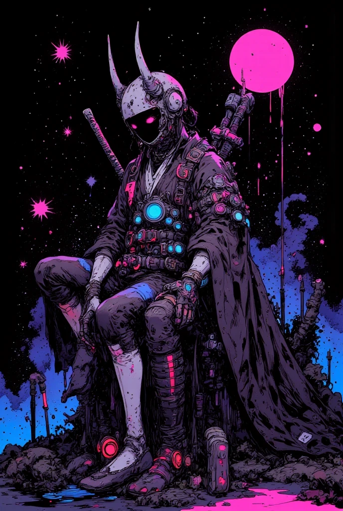 (tattoo:1.25),  <lora:tarot card 512x1024:1> , scenery, ink,water, space, Style-Necromancy,  [(white background:1.5)::5], full body, solo, mask, radiation