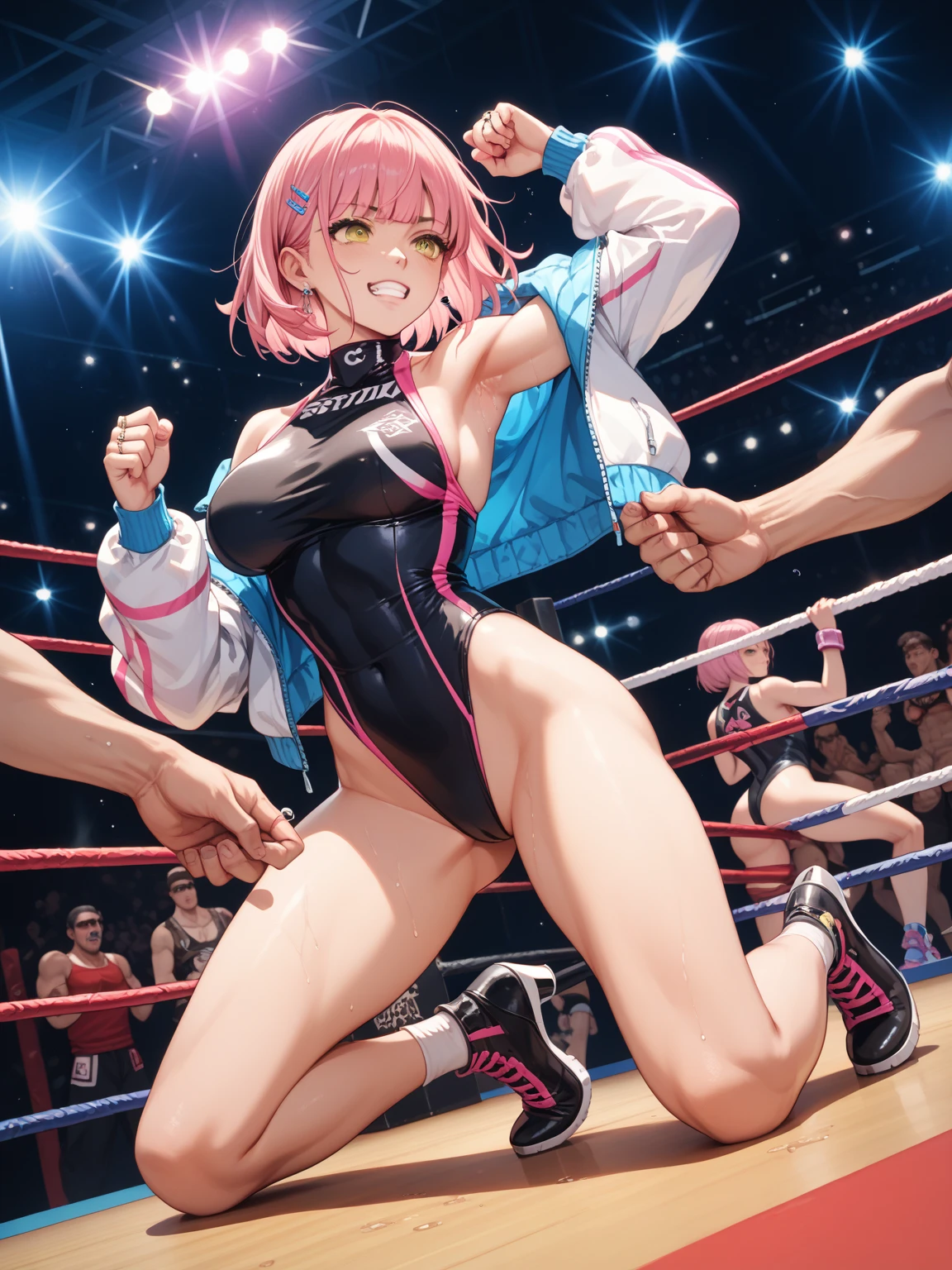 Full Color、Sweaty激しいオーガズム、ふたなり女子wrestling、Sweaty、Dynamic Pose、leotard、Dazzling Light、wrestling、An enthusiastic crowd watches、Two futanari women in sheer latex wrestling outfits posing for a photo、A protruding erect penis、On all fours、Full Color、Shrimp sledding、Sweatyオーガズムの顔、Orgasm moment、