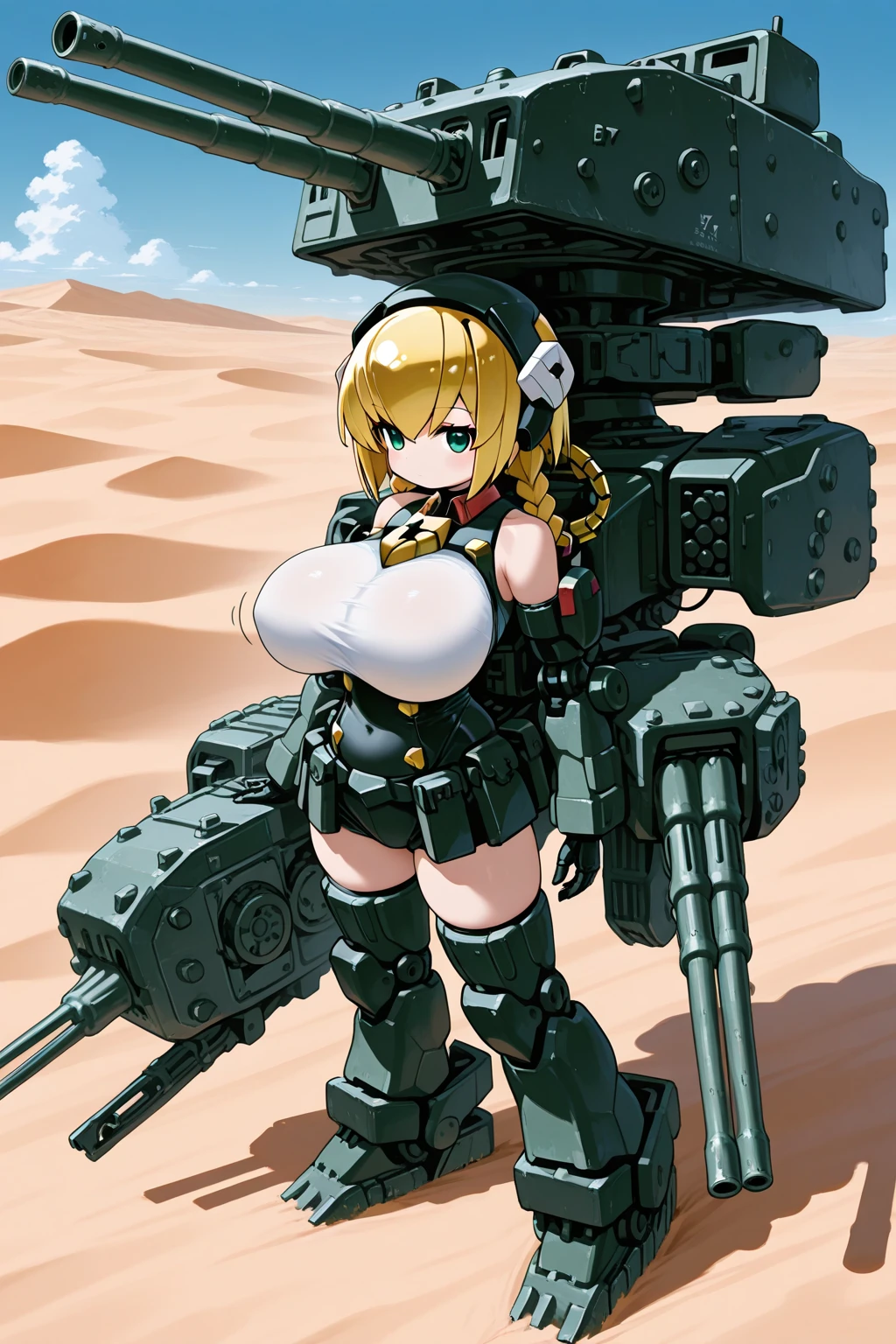 1train, (giant breasts:1.6), train, wilderness background, Armored train,armored